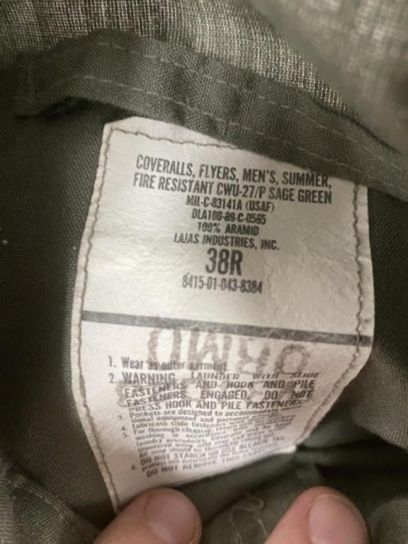 38 Regular US Flight Suit & Canvas Bag original military