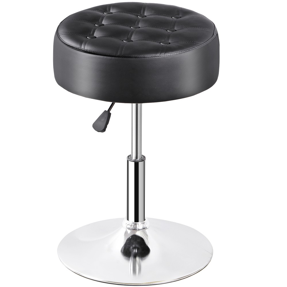 2 PCS Adjustable Vanity Stool 253 Lbs Capacity Ottoman Makeup Stool Chair Black