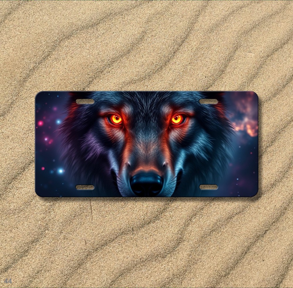 Bold Wolf License Plate Optional Text Vanity Plate Unique Gift