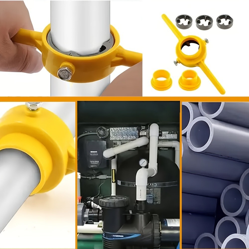PVC Pipe Threading Tool Set - Multiple Dies for Plumbing & Pipe Repairs