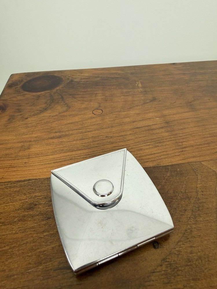 VTG Silver-plated Envelope Style Compact Snap Tri-fold Square Reflective Mirror