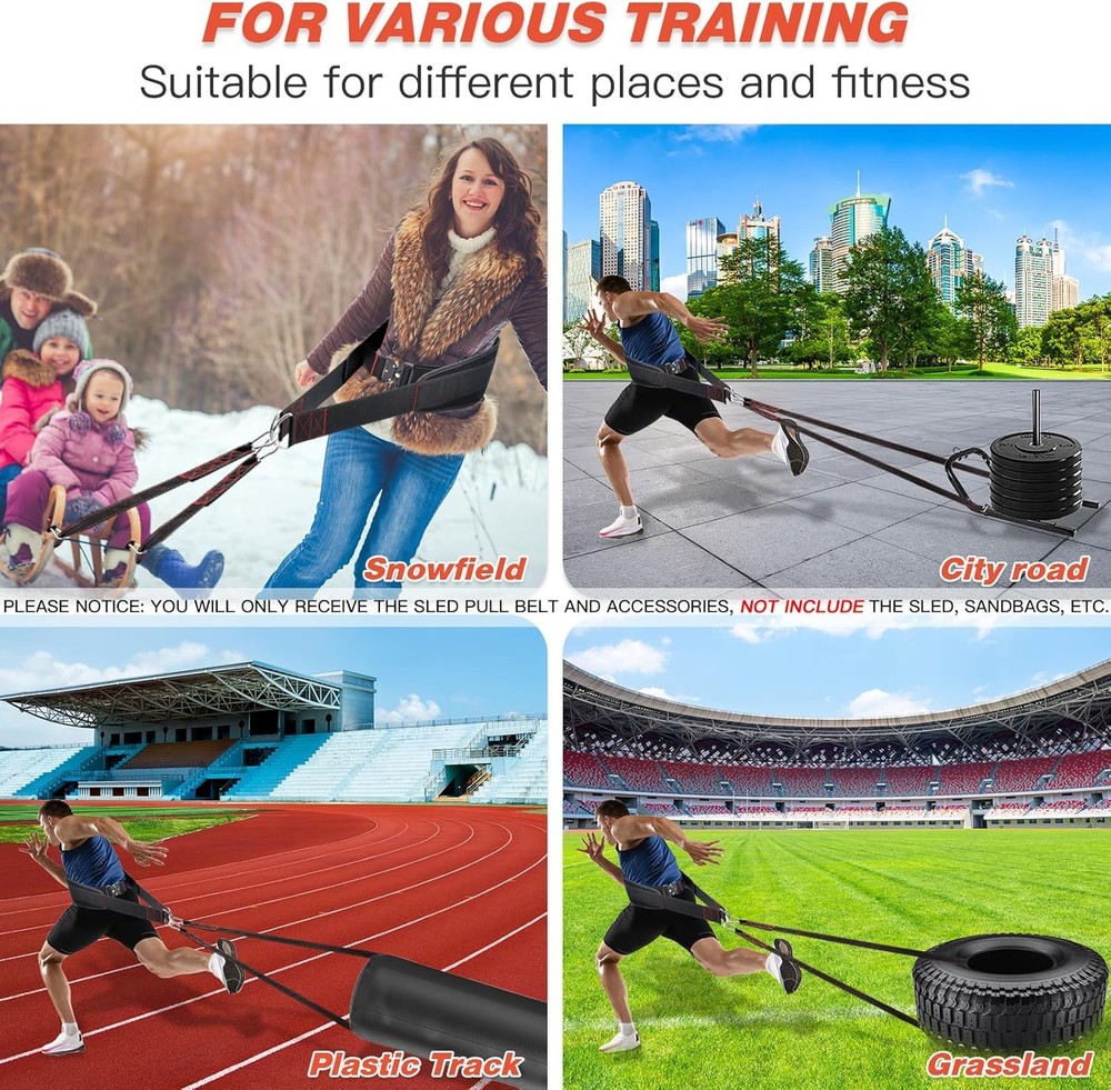 Sled Pulling Belt, 5-Inch Wide, Adjustable Neoprene Pad, Self-Lock Buckle