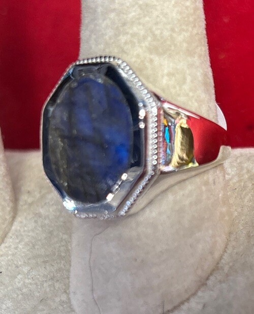 mens sterling silver ring Size 8 Labradorite