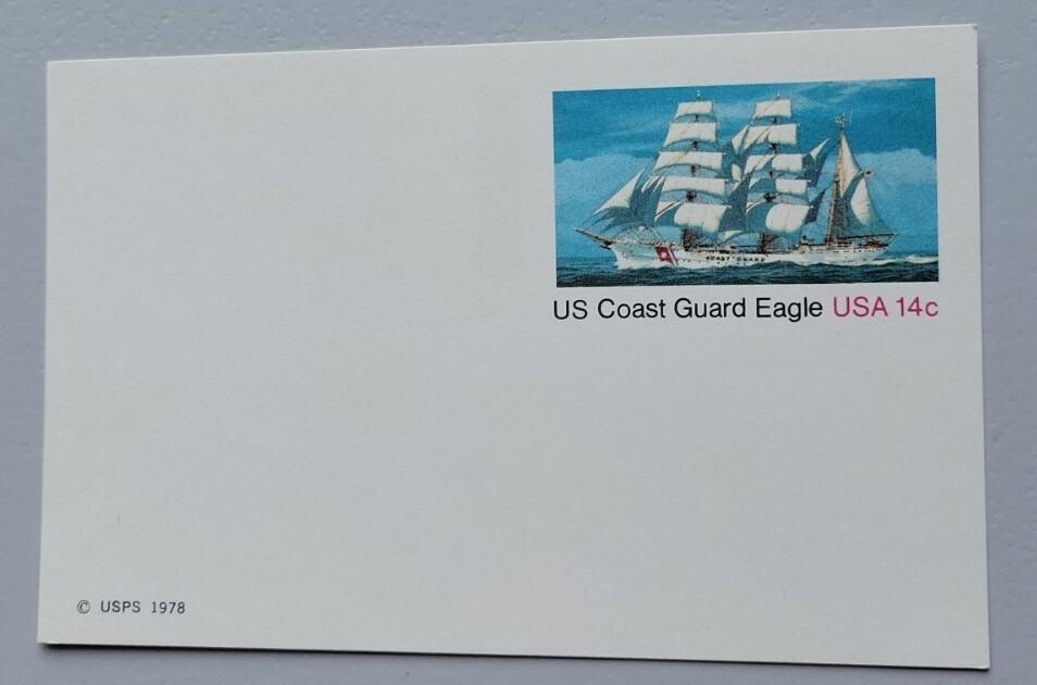 Postal Stationery. Post Card. UNUSED. UX76. US Coast Guard Eagle.