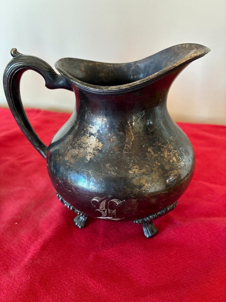 Antique Forbes Silver Co Quadruple Silver Plated #252 Footed Open Pitcher