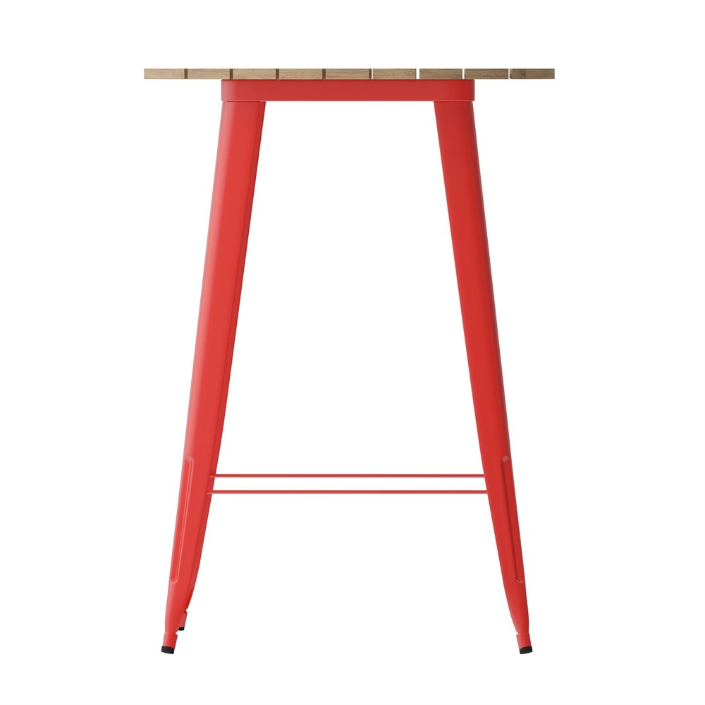 30" RD Commercial Poly Bar Top Restaurant Table with Steel Frame-Brown/Red