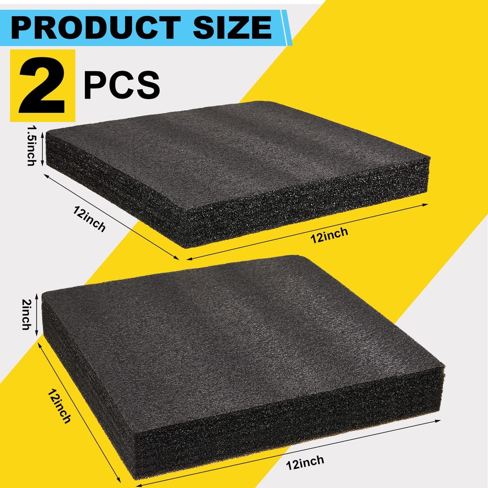 Hoolerry 2 Pack Black Polyethylene Foam Sheets 12x12 Packing Inserts