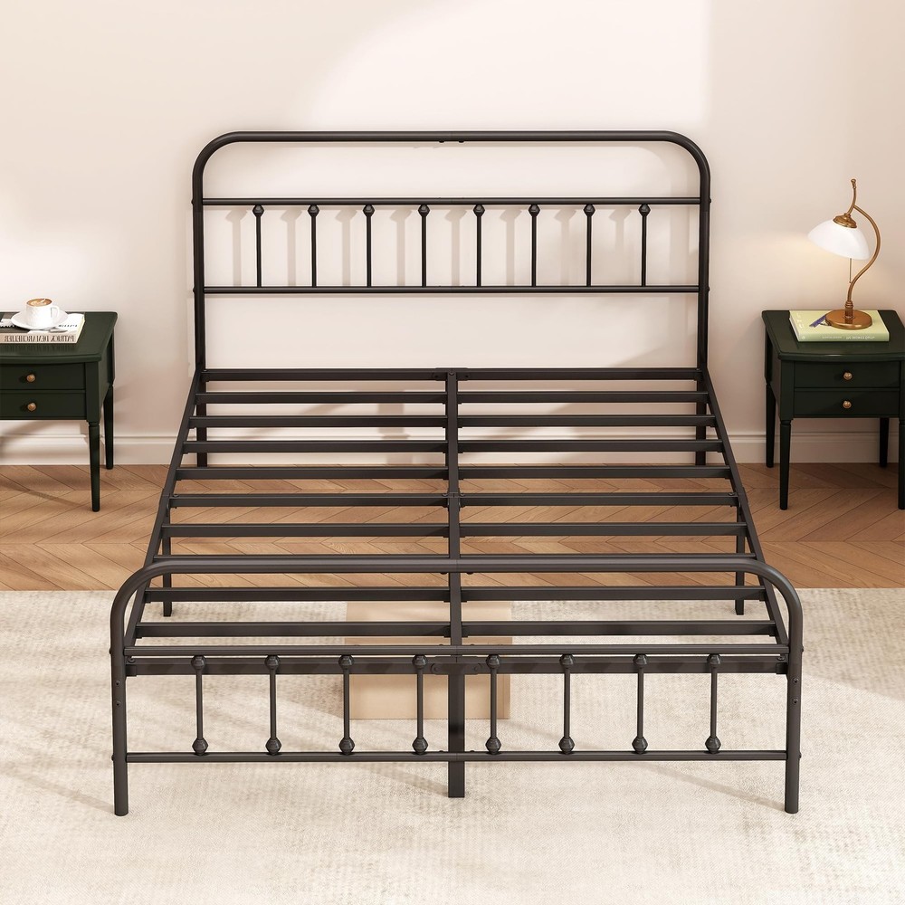 Metal Bed Frame - Structurally Stable Heavy Duty Steel Slat Supported Queen B...