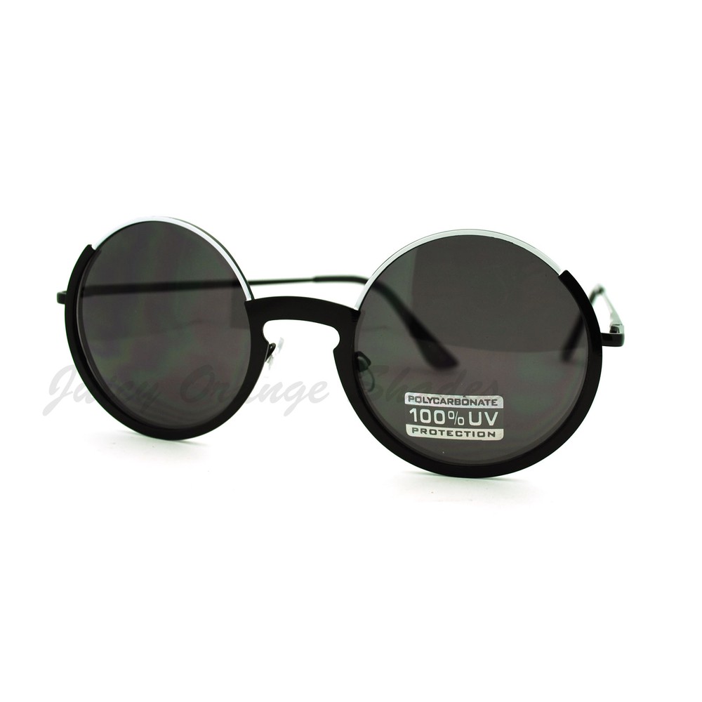 Open Top Half Circle Round Sunglasses Metal Frame Spring Hinge