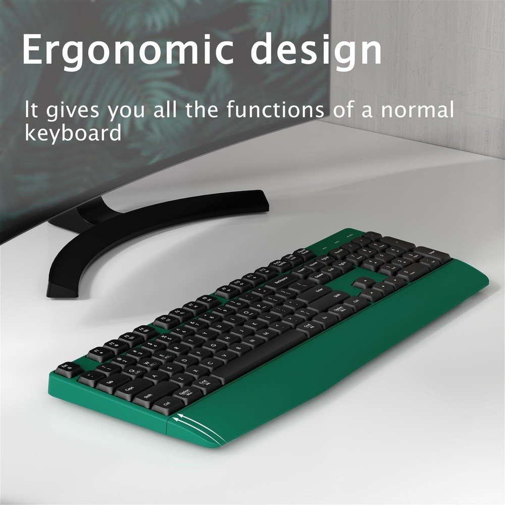 Links9+ Wireless Bluetooth Keyboard with Wrist Rest, 2.4GHz & Bluetooth Dual-...