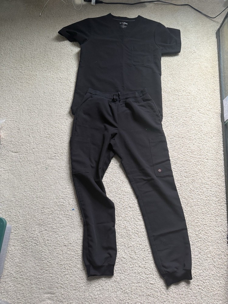 White Cross Black Scrub Set