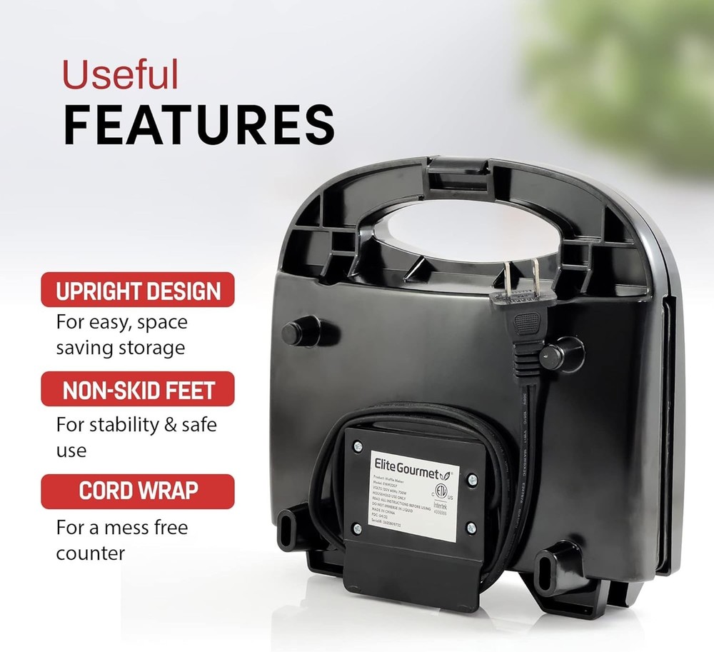 Maxi-Matic Electric Nonstick Belgian Waffle Iron Snack Maker Machine Breakfast