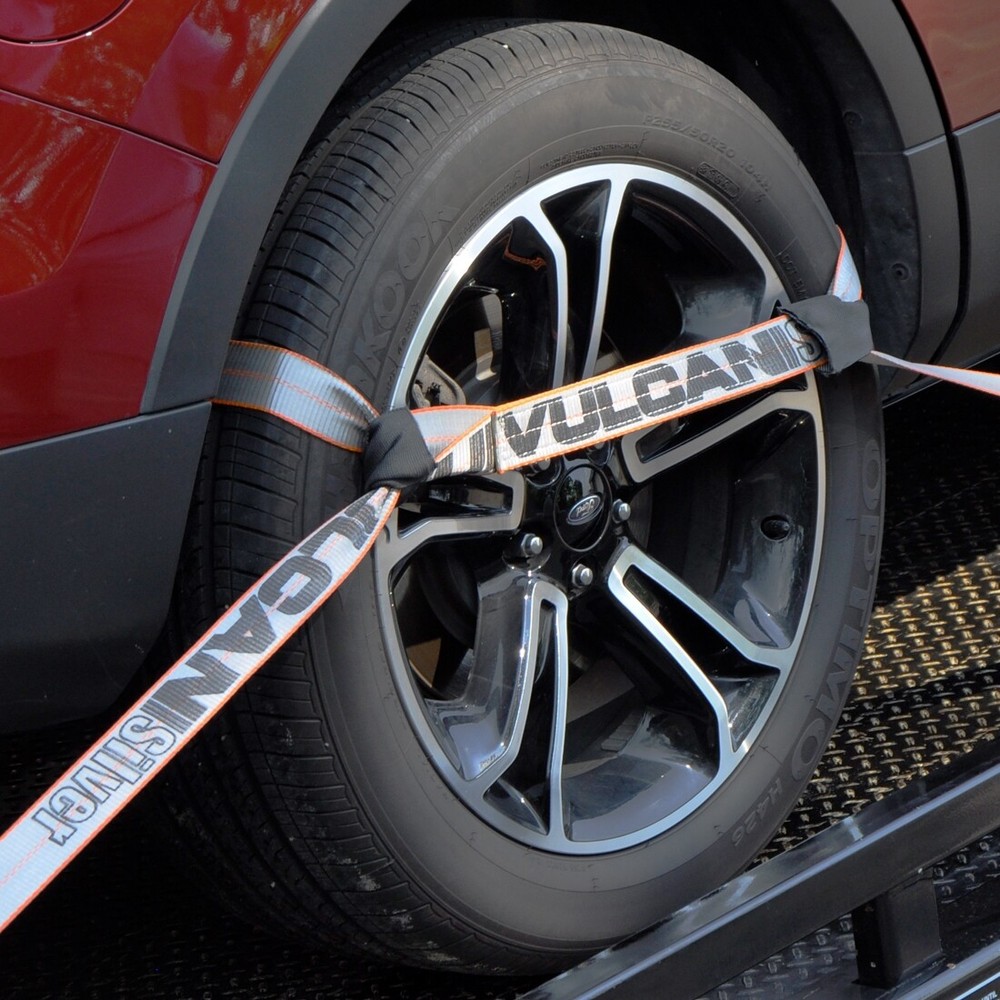 VULCAN 8-Point Roll Back Car Tie Down Kit - Chain Tails, 4 Pack - Silver Series