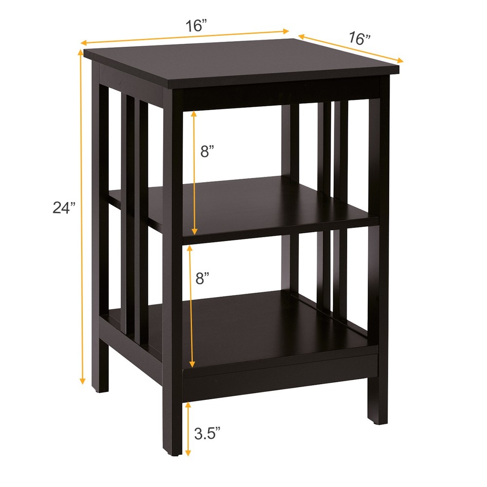3-tier Side Table Nightstand Sofa End Table Storage Display Shelf Espresso