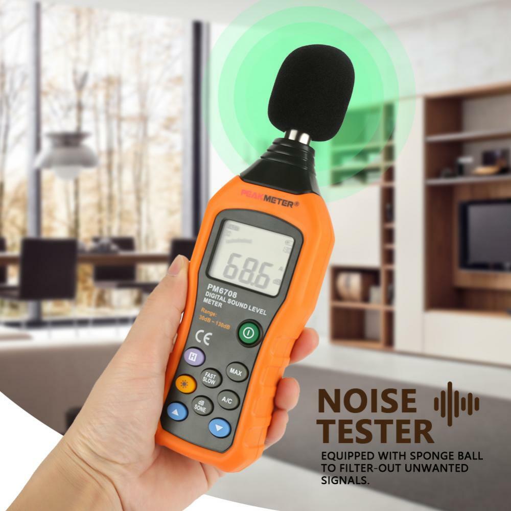 PEAKMETER PM6708 Sound Meter Data Logging Hold 30~130dB Measuring Range