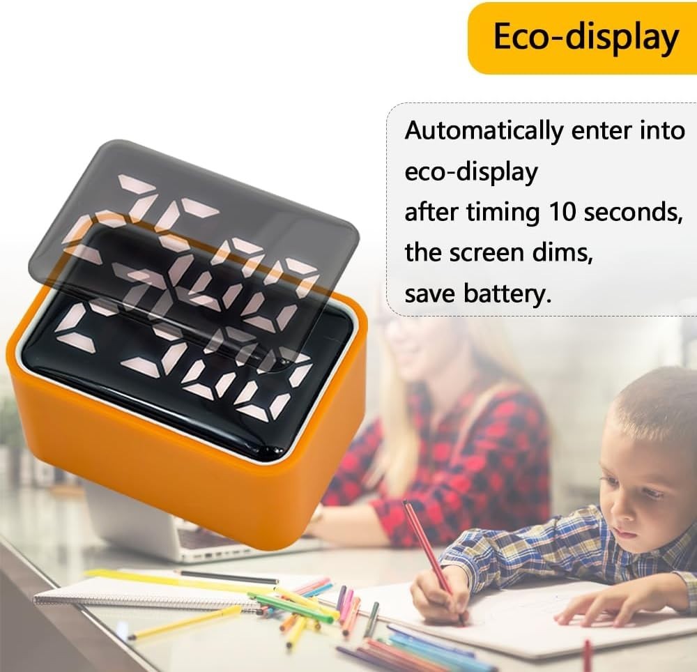 Digital Mini LED Timer, Rechargeable LED Countdown/Up Timer, 3 Pre-set Orange