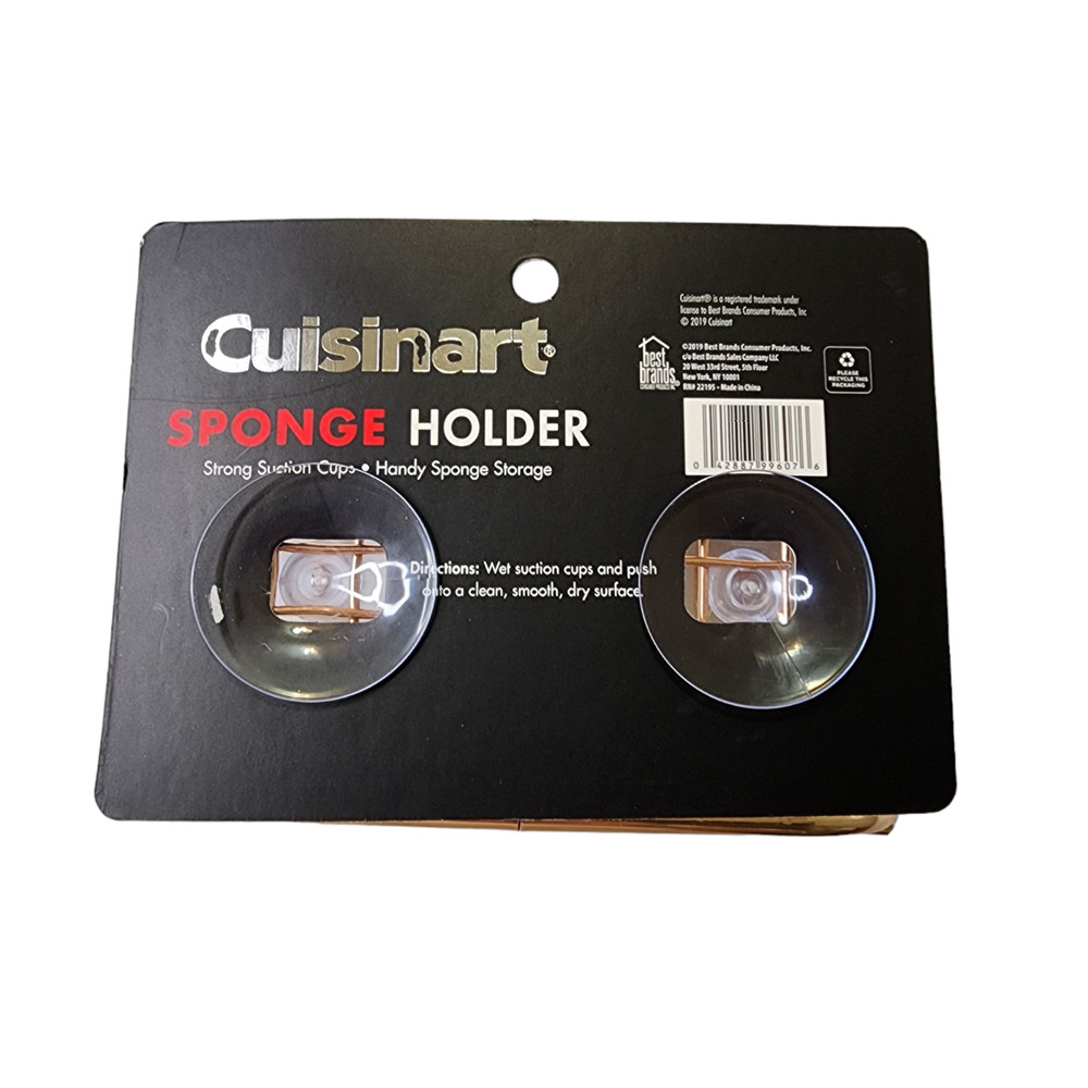 Cuisinart Sponge Basket Suction Cup Mount Kitchen Sink Tool Rack Gold