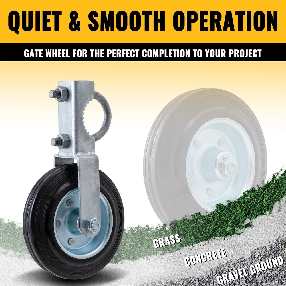 6'' Heavy Duty Gate Wheel: Chain Fence Gate Support Wheel with Solid Rubber