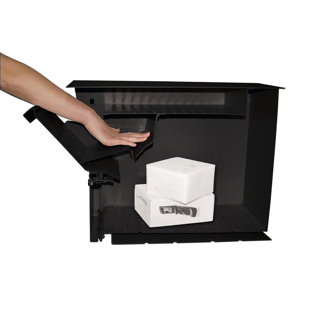 Mail Boss Package Master Modern Galvanized Steel Post Mount Black Locking Mailbo