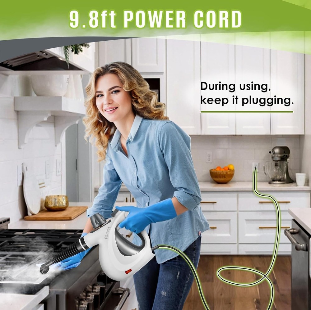 Handheld Multi-Surface Steamer with 12 Accessories - Powerful & Lightweight