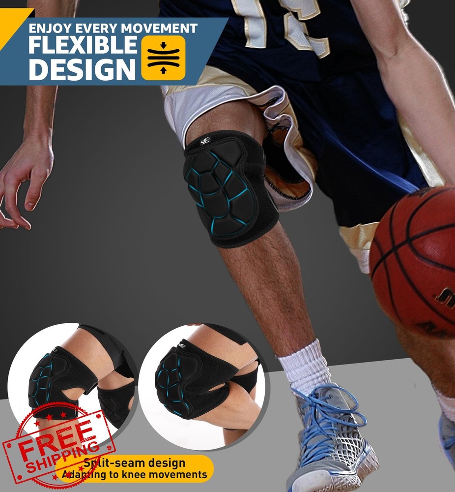 HiRui Knee Pads Wrestling Thick Foam Padding Adjustable Black Medium