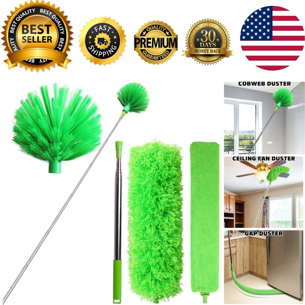 Cobweb Duster with Extension Pole, Ceiling Fan Duster with Long Handle, Spide...