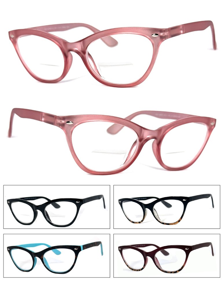 New Womens Retro Cat Eye Frame Bifocal Reading Glasses Spring Hinges