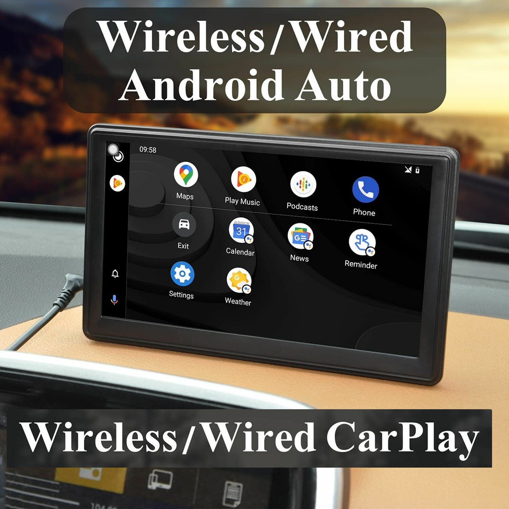 PORTABLE 7" WIRELESS CARPLAY ANDROID AUTO REVERSING CAMERA SUITS ALL ROVER