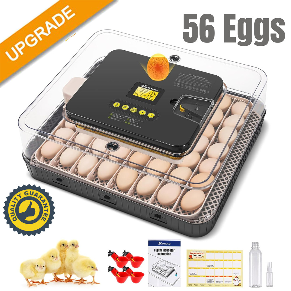 56 Egg Incubator for Hatching Eggs  Automatic Egg Turning Built-In Candler Gift