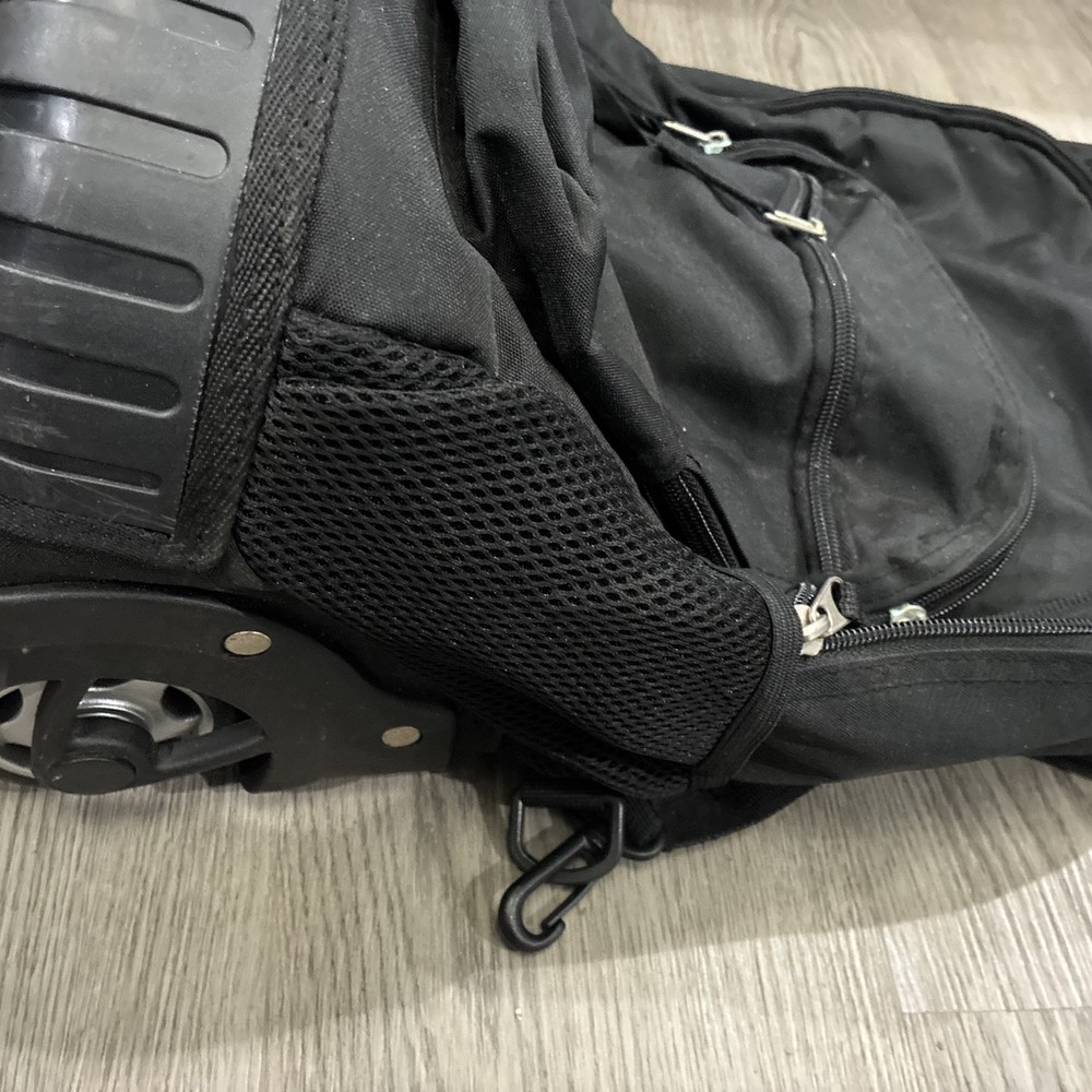 Rockland Single Handle Rolling Backpack, Black, 19x13x7.5