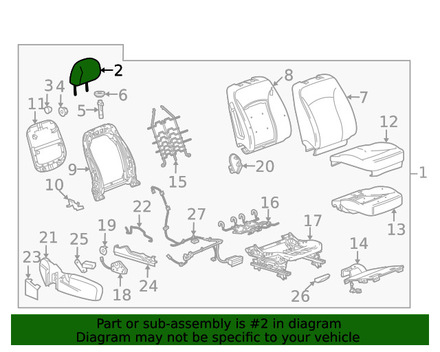 Genuine GM Dark Titanium Front Head Restraint 22888985