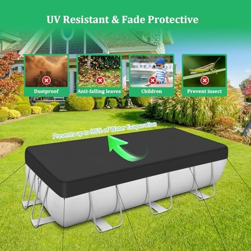 12-24FT Rectangular Pool Cover, Oval Solar Pool 12-24 ft Rectangular and Oval
