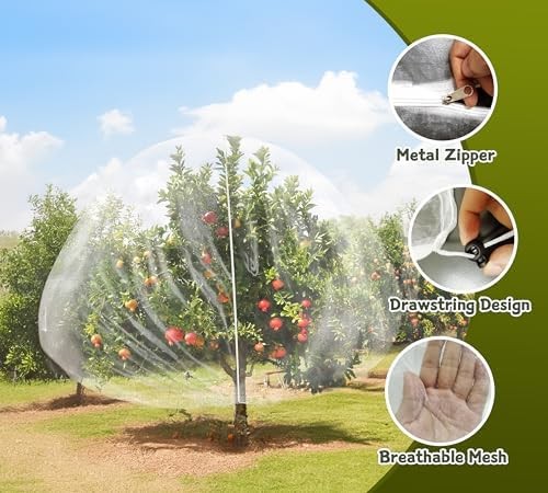 Fruit Tree Netting 1 Pack Extra-Large 15X15ft with Zipper and Drawstring