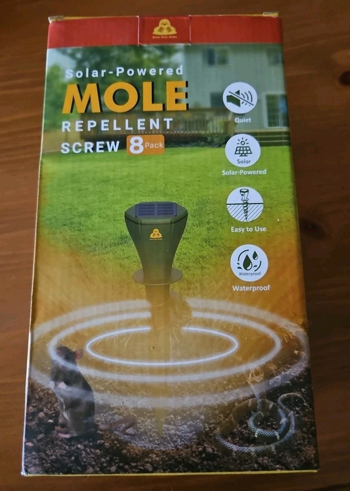 Solar Powered 8 Pack Mole Repellent. NIB