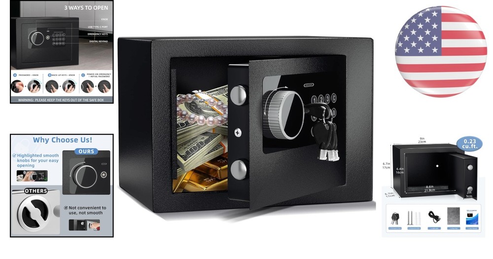 Digital Electronic Fireproof Safe - Compact Security Lock Box for Valuables