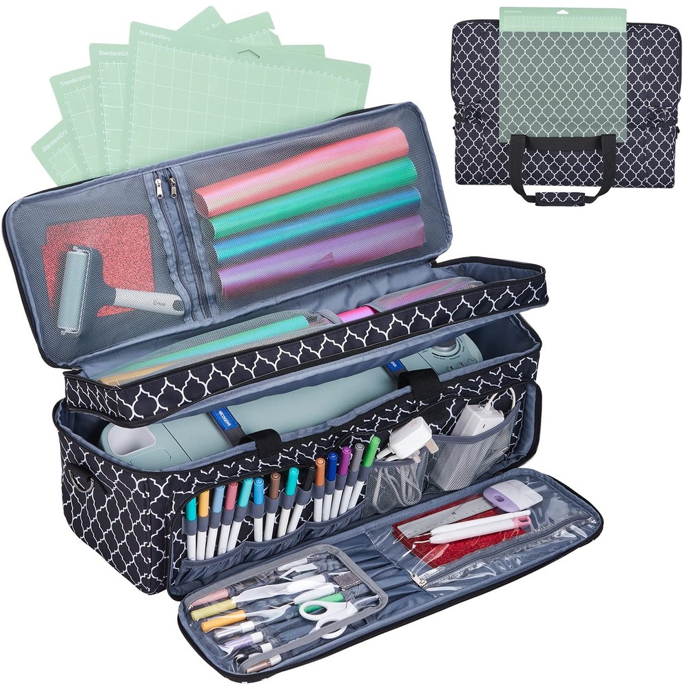 NICOGENA Double Layer Carrying Case with Mat Pocket for Cricut Maker 3, Explo...