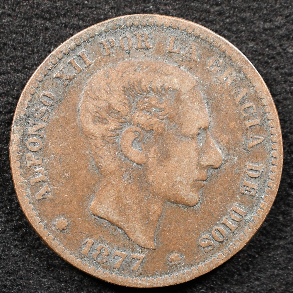 Spain 5 Centimos 1877, Coin, Inv#I578