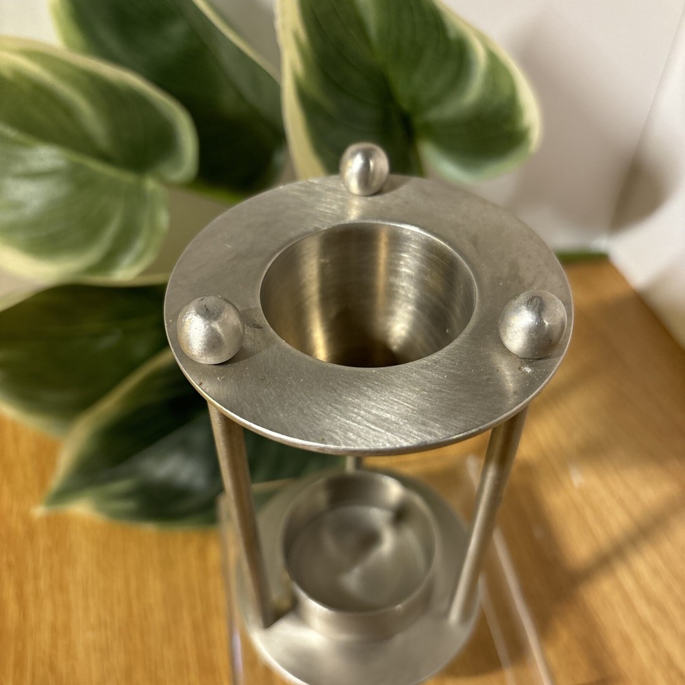 Vintage Unique Solid Nickel Incense Warmer Stand with Tea Lite Candle Base
