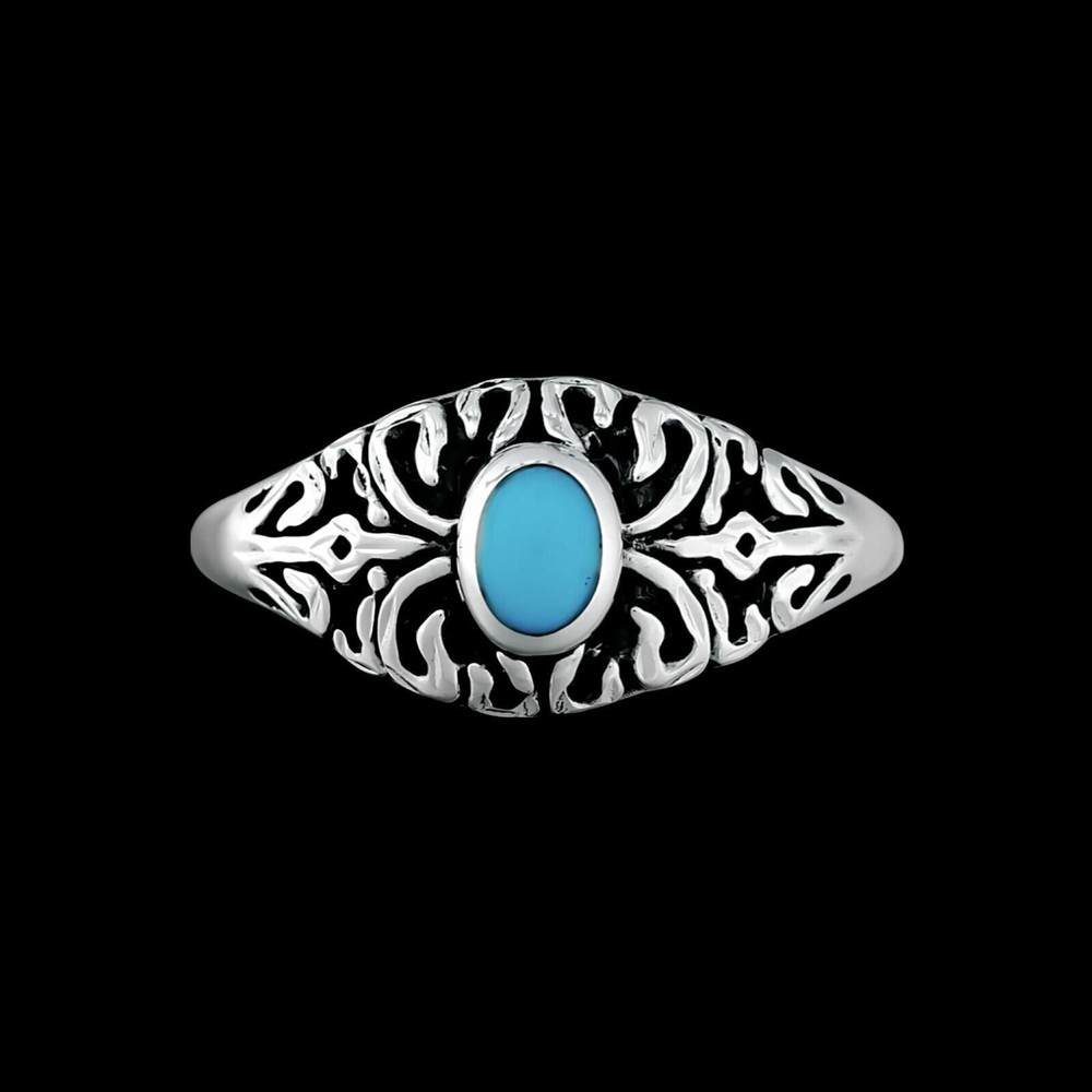 Oval Damask Ring, Blue Resin, Size: 5.75