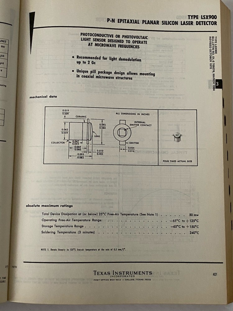 Texas Instruments The Optoelectronics Data Book for Design Engineers First Ed