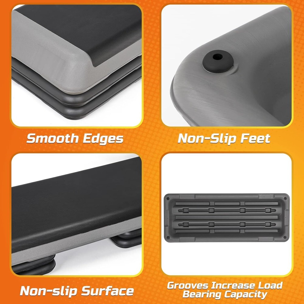 43" Indoor Training Exercise Aerobic Stepper Workout Step Storage 4"- 6"- 8"