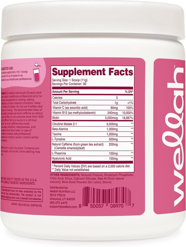 Wellah Get-Going Pre-Workout Drink Mix (Raspberry Lemonade)