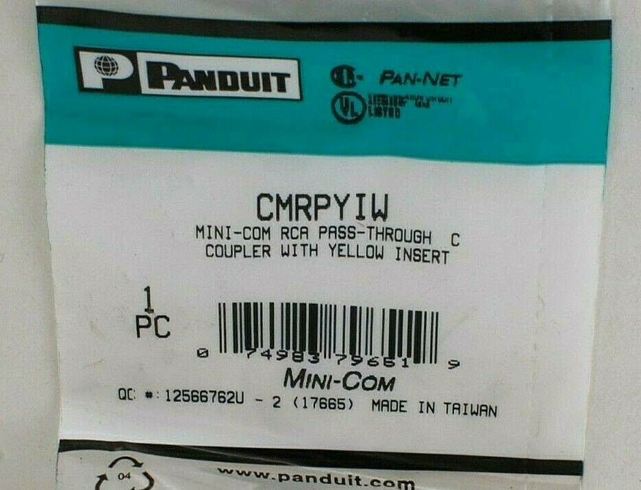 Panduit CMRPYIW Pass Through Coupler with Yellow Insert