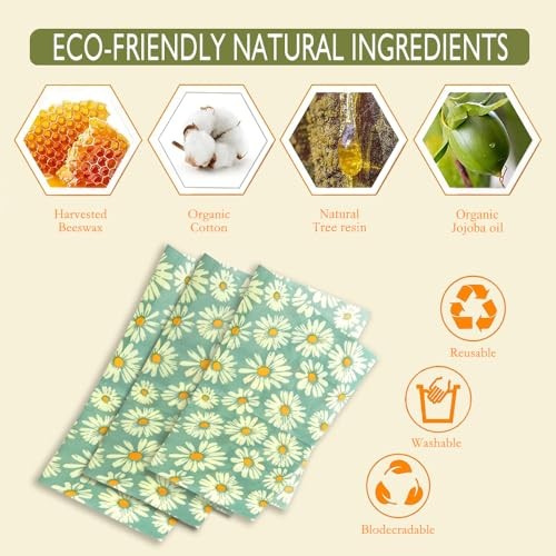 Beeswax Wraps for food 3-Pack, bee wraps reusable with Multi-function brush,