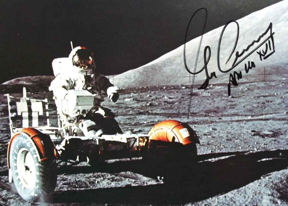 Apollo 17 Commander Gene Cernan Signed NASA Released Lithograph Lunar Rover