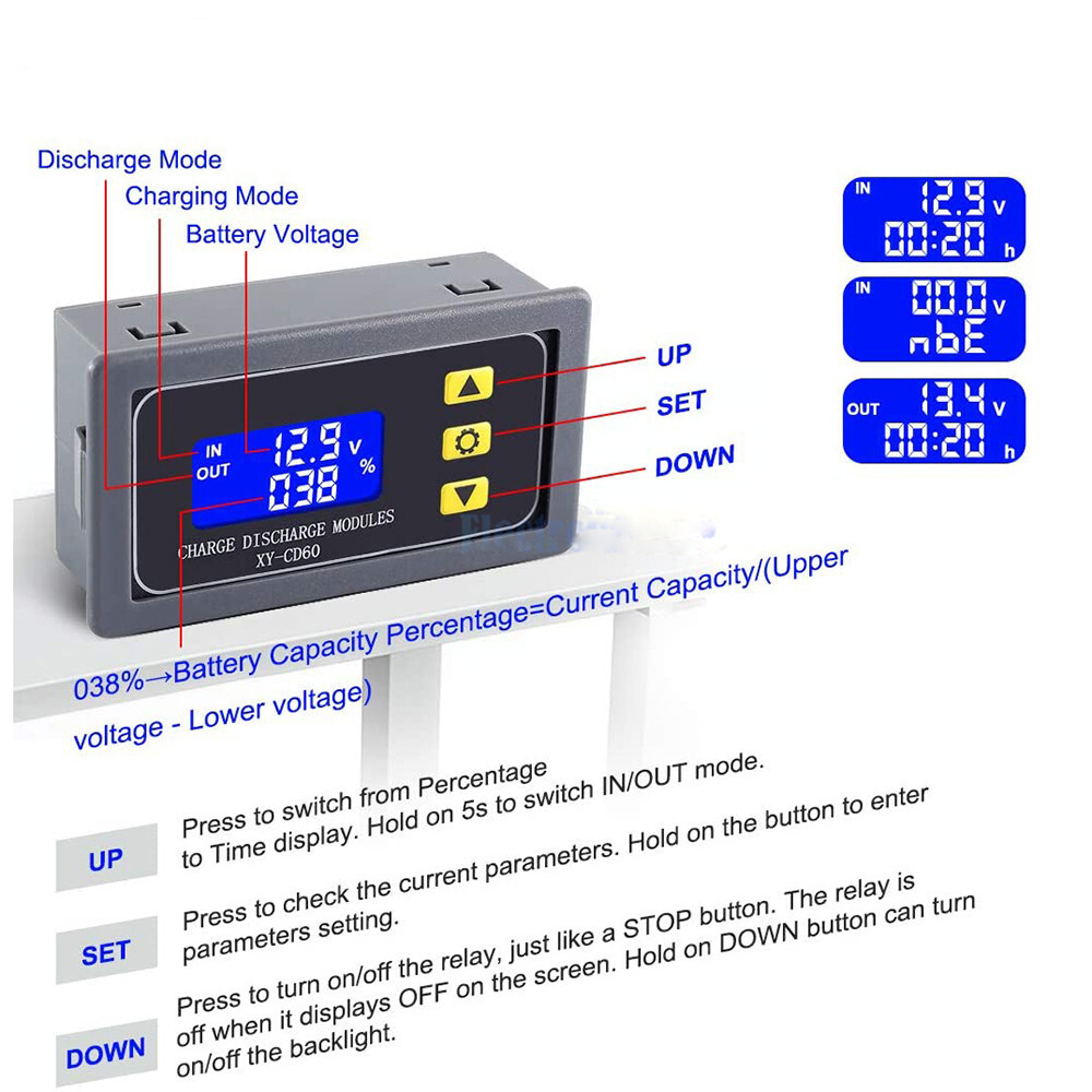 LCD Battery Charger Controller DC 6-60V Charge Discharge Protection Module