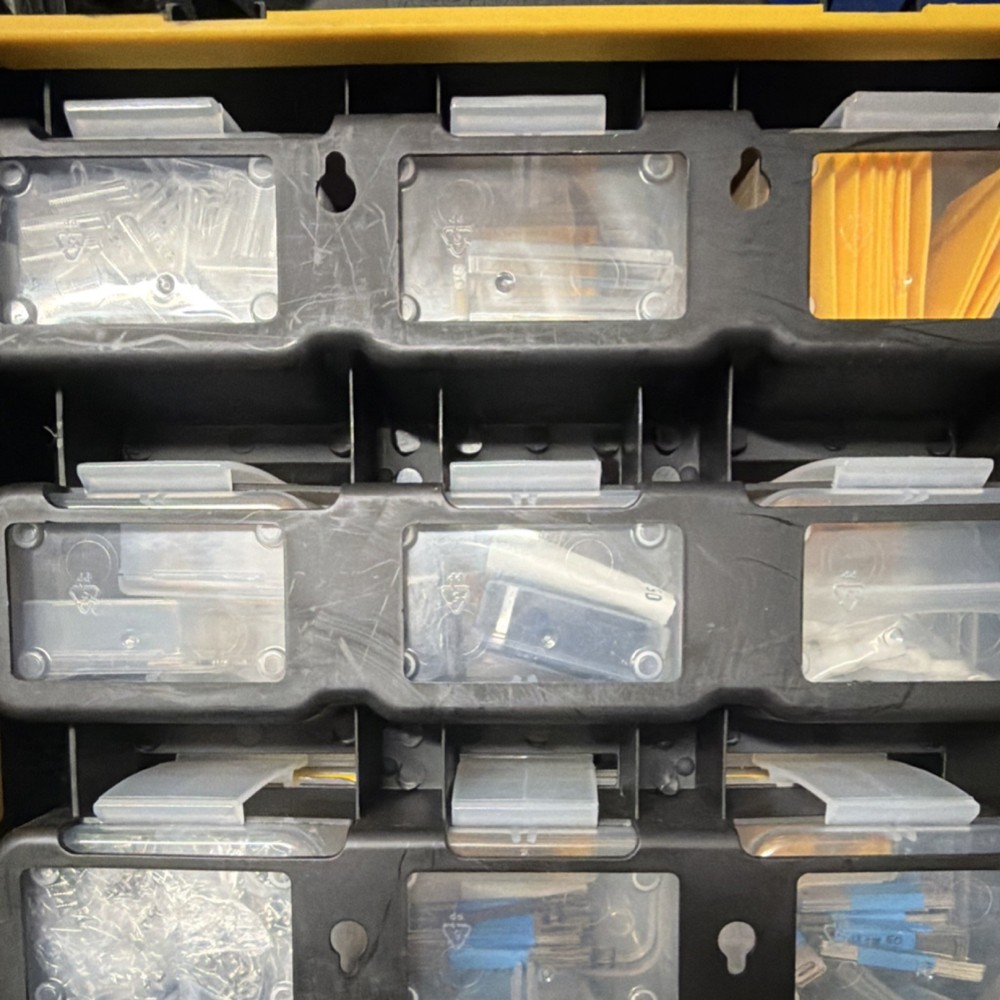 Plastic Tool Organizer Compartment Box Black Yellow Clear with Handle & Strap