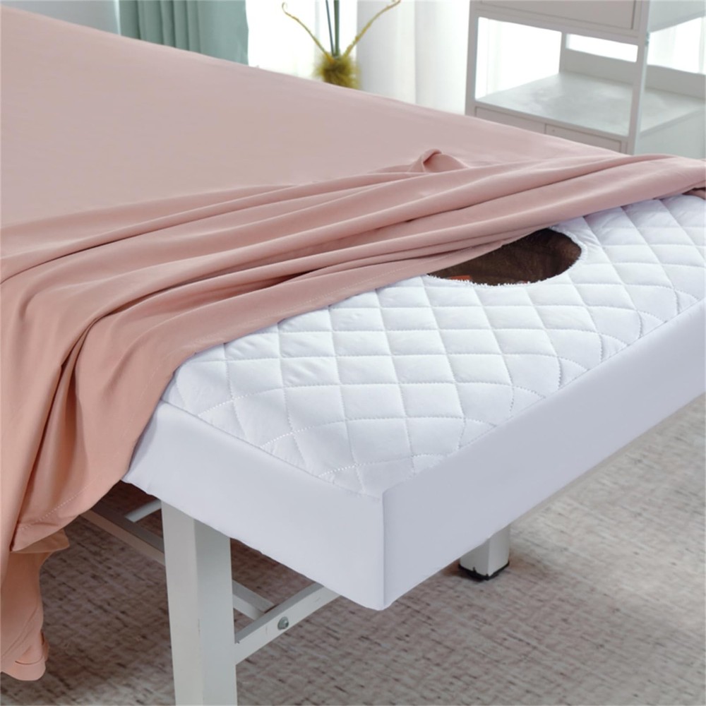 Waterproof Massage Table Fitted Sheet with Face Hole, Spa Bed Cover Sheets Su...