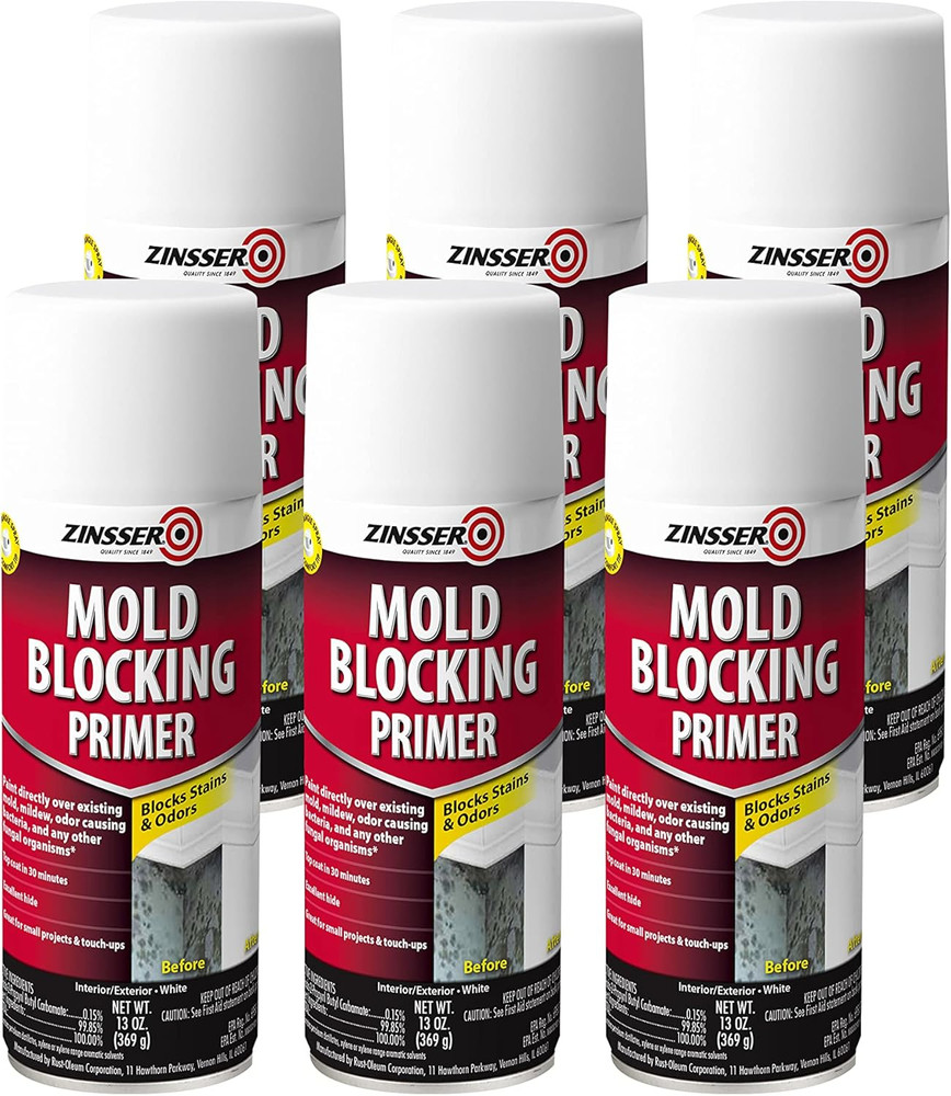 Mold Blocking Spray Primer - 6 Pack, White, 13 Fl Oz Each