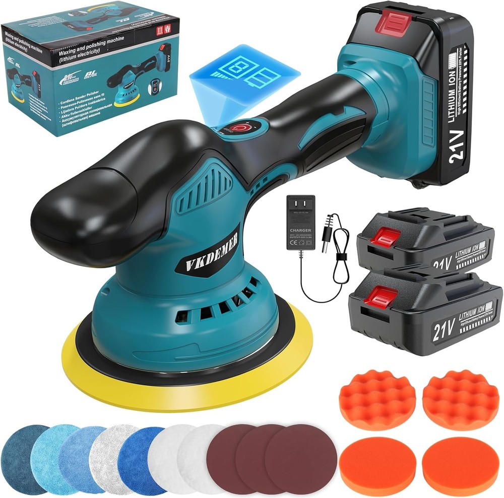 Cordless Car Buffer Polisher, 6 In Mini Buffer Polisher Kit ,8 Variable Speed